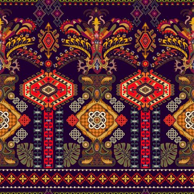 Renkli Dikişsiz süs desen, etnik tarzı. Hint sınır süsleme. Vektörel clipart. İphone kapağı, tekstil, baskı, kartları için duvar kağıdı