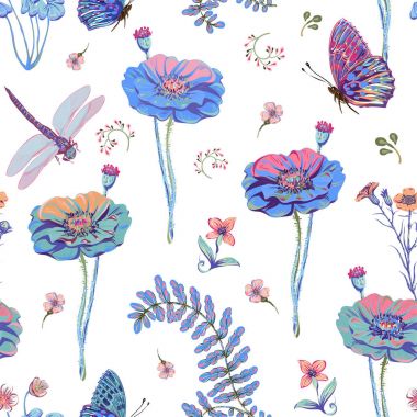 Renkli çiçek desenli. Işık çiçek zemin. El çiçekleri beyaz zemin üzerine çekilmiş. Romantik tarzı