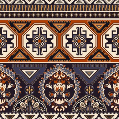 Halk süs seamless modeli. Geometrik etnik duvar kağıdı, renkli zemin