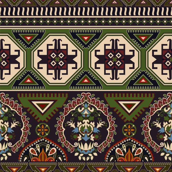 Modèle ornemental folklorique sans couture. Papier peint géométrique ethnique, fond d'écran coloré — Image vectorielle