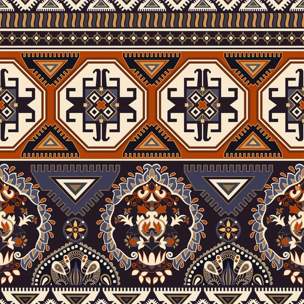 Folk decoratieve naadloze patroon. Geometrische etnische achtergrond, kleurrijke achtergrond — Stockvector