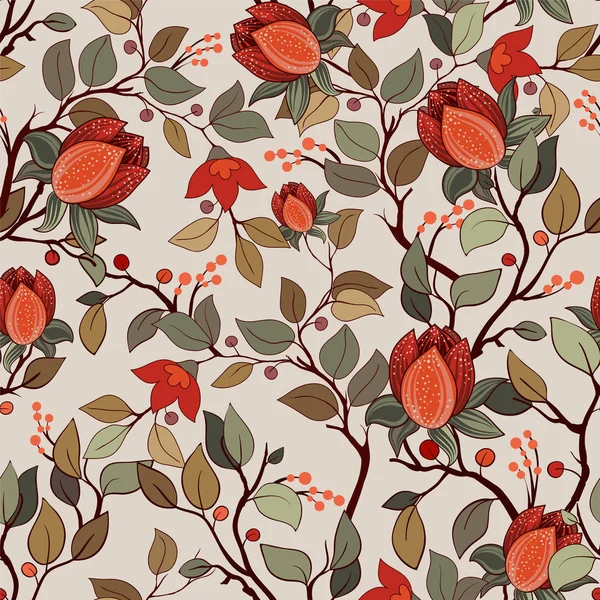 Barevný květinový vzor. Vektorové wallpaper s velkým ilustrace květin. Ručně kreslené rostliny, magnólie — Stockový vektor