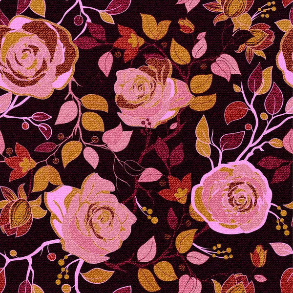 Барвистий квітковий візерунок. Векторні шпалери з великими ілюстраціями квітів. Рука намальовані рослини, троянди — стоковий вектор