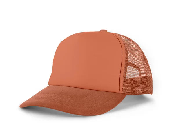 Side View Realistic Cap Mock Cadmium Orange Color High Resolution — Stock Photo, Image