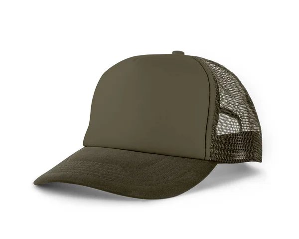 Side View Realistic Cap Mock Martini Olive Color Modelo Chapéu — Fotografia de Stock