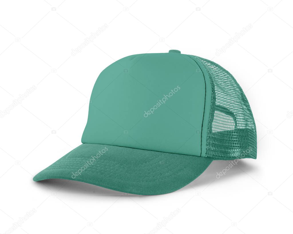 Side View Realistic Cap Mock Up In Beveled Glass Color is a high resolution hat mockup to help you present your designs or brand logo beautifully.