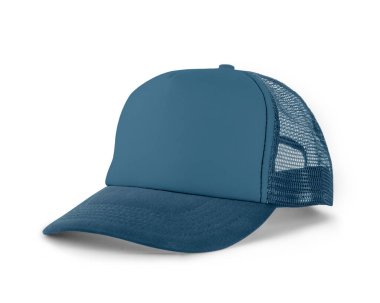 Side View Gerçekçi Kaptan Mock Up In Blue Niagara Rengi tasarımlarınızı veya marka logonuzu güzel bir şekilde sunmanıza yardımcı olacak yüksek çözünürlüklü bir şapka modelidir..