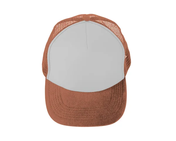 让您的设计工作变得更加实用 与这前面的观点现实的帽子造型在镉橙色 — 图库照片