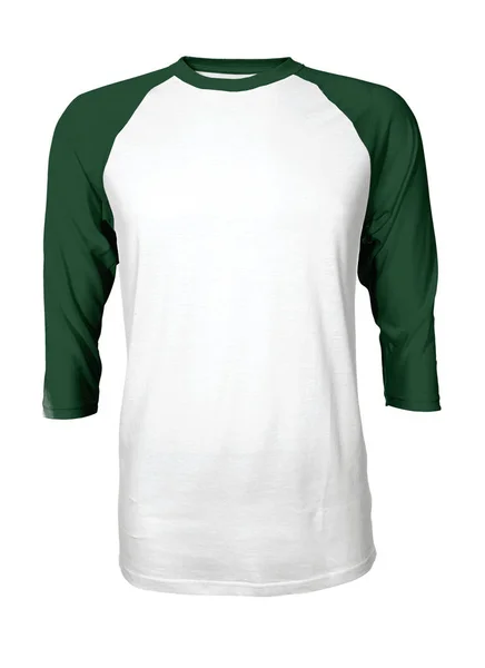 Moderní Přední Pohled Tři Čtvrtiny Rukávy Baseball Tshirt Mock Green — Stock fotografie