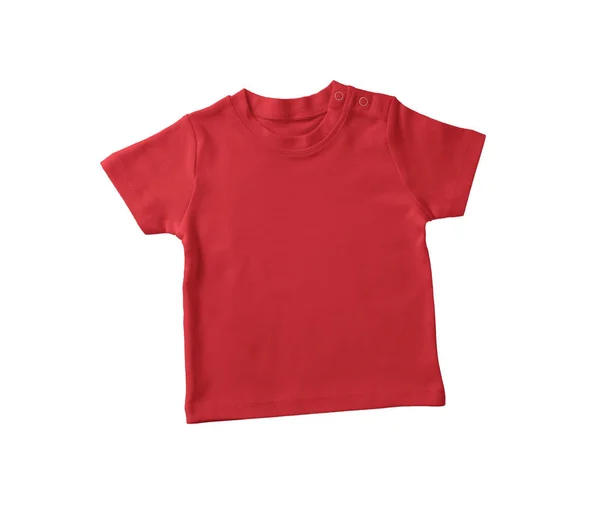Nagy Felbontású Rövid Ujjú Baby Tshirt Mock Flame Scarlet Color — Stock Fotó