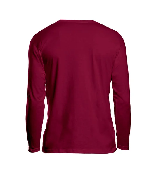 Back View Long Sleeve Tshirt Mockups Dark Sangria Color Made — Stock Photo, Image