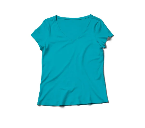 Una Camiseta Femenina Con Vista Frontal Blanco Mock Scuba Blue — Foto de Stock