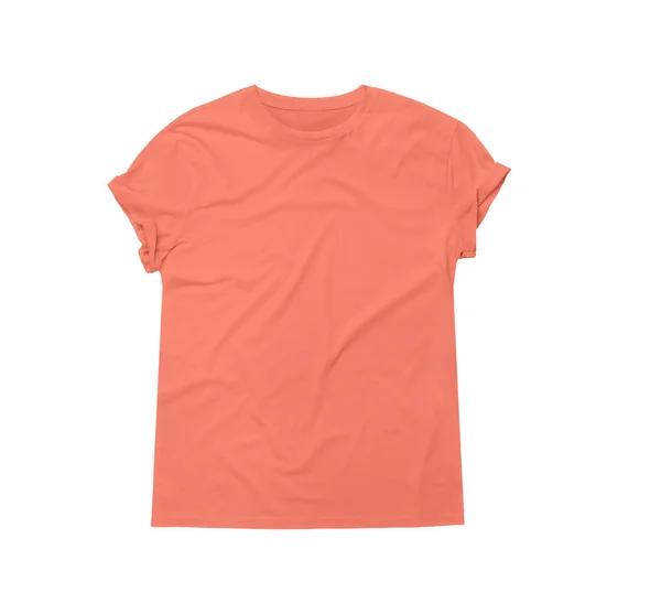 Elegant Tshirt Mock Living Coral Color Help You Showcase Your — Stock Photo, Image