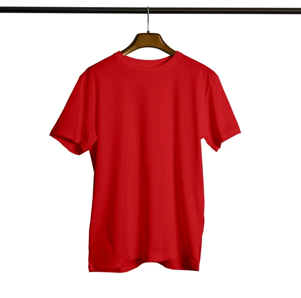 슬리브 Neck Tshirt Mock Hanger Man Flame Scarlet Color 당신의 — 스톡 사진