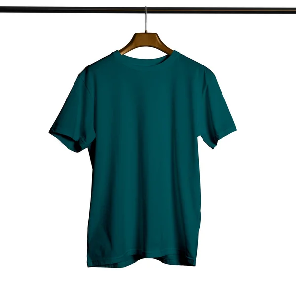 Αυτό Short Sleeves Crew Neck Shirt Mock Hanger Man Green — Φωτογραφία Αρχείου