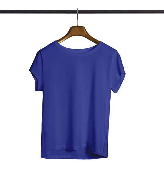 Een Moderne Short Sleeves Crew Neck Tshirt Mock Hanger Woman — Stockfoto