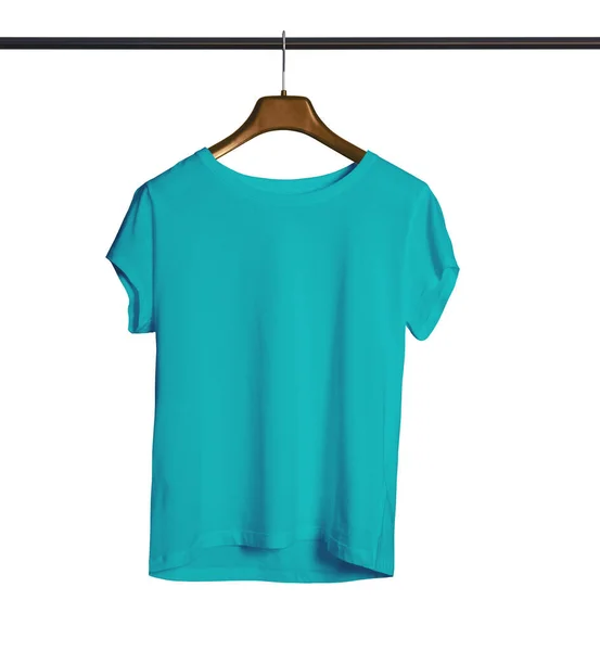 Modern Bir Kısa Kollu Tayfa Boyun Tişörtü Dalış Mavisi Giyen — Stok fotoğraf