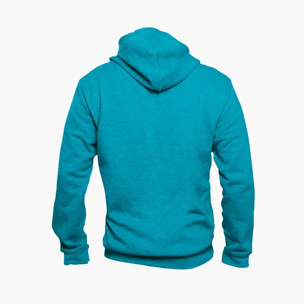 Back View Heren Hoodies Mock Scuba Blue Color Een Kant — Stockfoto