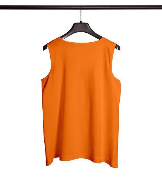 You can make your logo design more beautiful with this Back View Men Tank Top Mock Up With Hanger In Turmeric Powder Color.