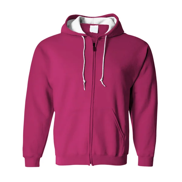 Een Hoge Resolutie Front View Zip Hoodie Mockup Dark Sangria — Stockfoto