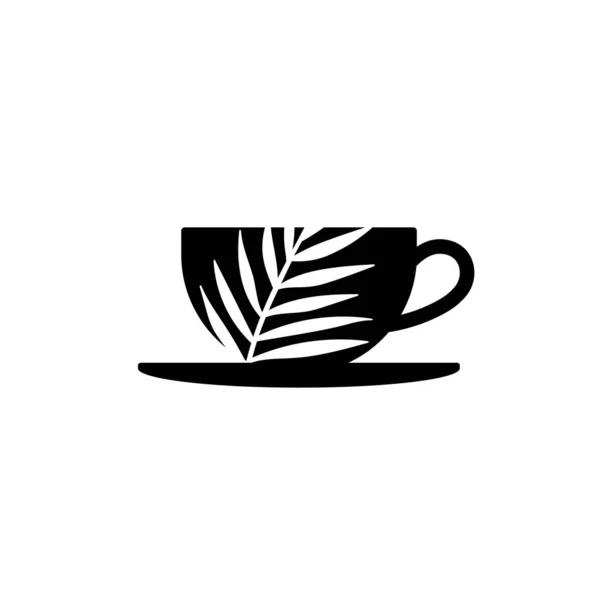Ілюстрація Чашки Кави Пальмового Листя — стоковий вектор