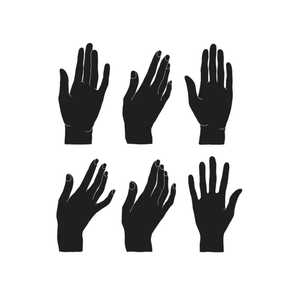 Διάνυσμα Σιλουέτες Των Γυναικών Χέρι Απομονώνονται Λευκό Φόντο — Διανυσματικό Αρχείο