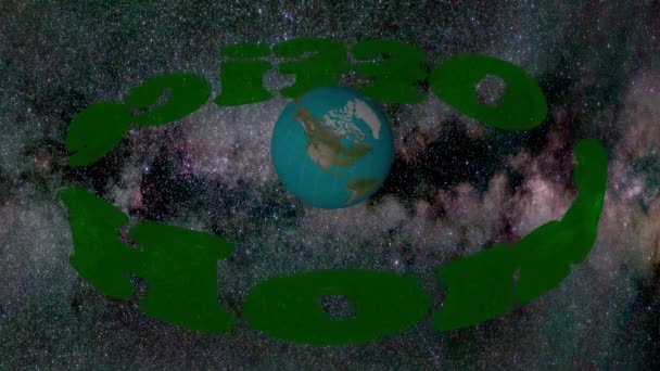 Animace Spořiče Obrazovky Text Home Office Točí Prostoru Kolem Země — Stock video
