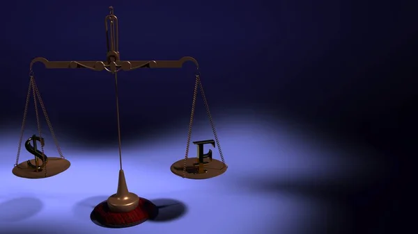 Mavi arkaplanda Amerikan dolarının ve İsviçre frangının sembolleri..