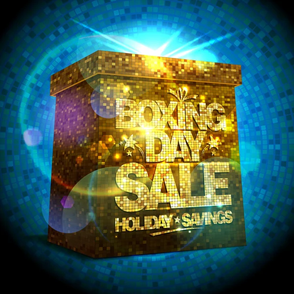 Box Day Sale Design mit goldener Geschenkbox — Stockvektor