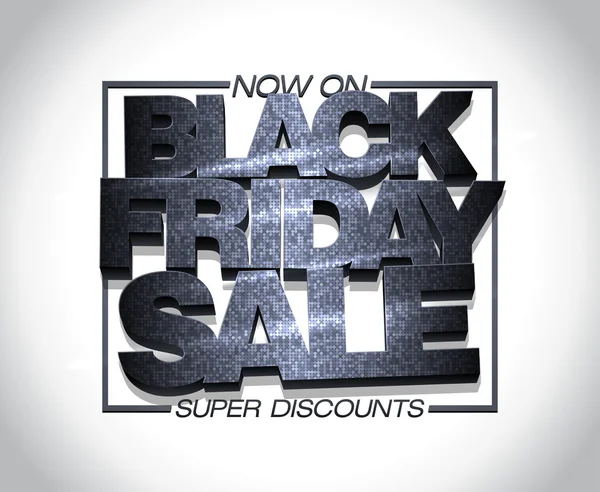 Black friday sale design, super discounts now on, clearance banner mock up — Stock Vector