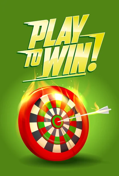 Play to win design, burning target illustration, sport or business success — Stock Vector