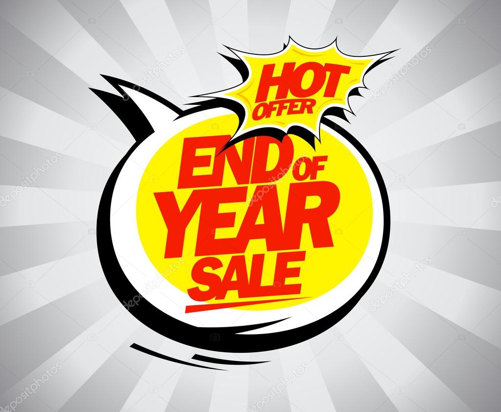 End of year sale, hot offer pop-art design