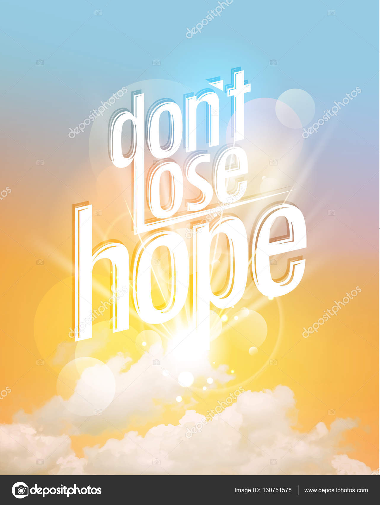 Dont lose hope concept quote card with sunset sky — Stock Vector