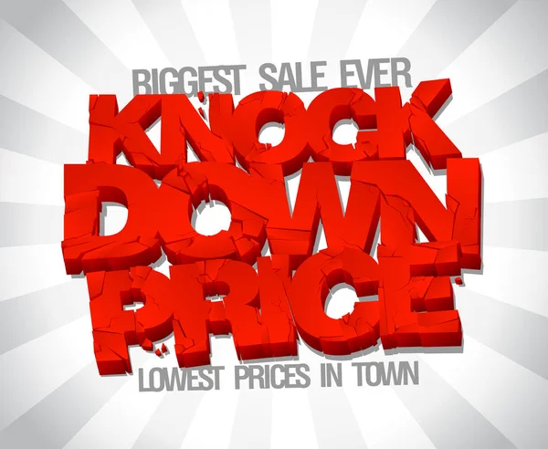 Knock down price, lowest price in town, sale design — Stock Vector