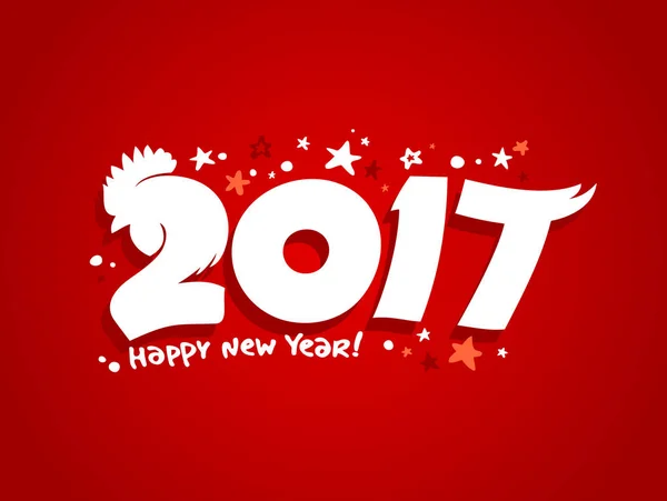 Ευτυχισμένο το νέο έτος 2017 κάρτα με κόκορα — Διανυσματικό Αρχείο