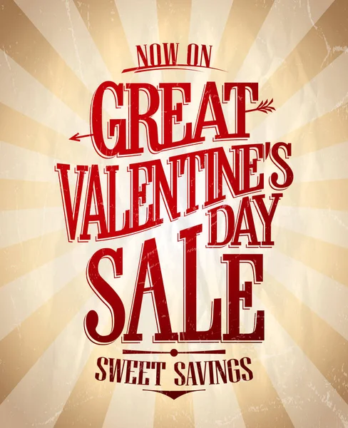 Große Valentinstag Verkauf Plakatkonzept, süße Ersparnisse — Stockvektor