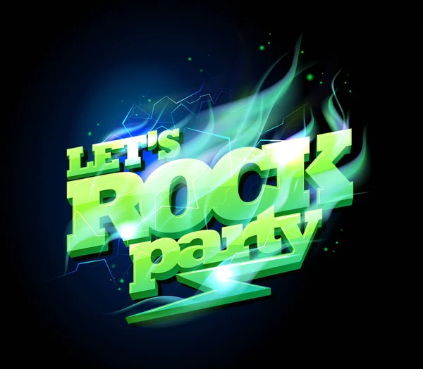 Let's rock party sign, texte électrique — Image vectorielle