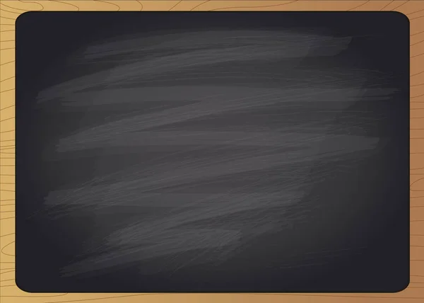 Panneau de craie noir vide avec cadre en bois — Image vectorielle