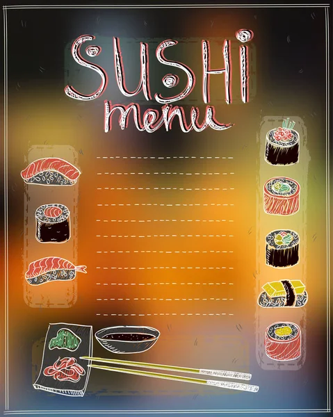 Design da lista de menus Sushi — Vetor de Stock