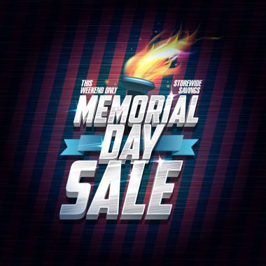 Memorial day sale design, storewide savings this weekend clipart