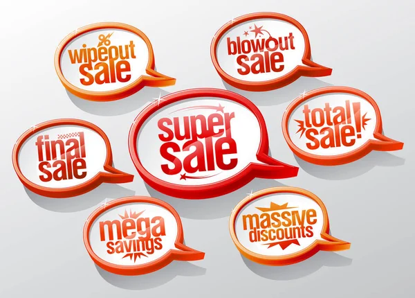 Super sale speech bubbles signs set. — Stock Vector