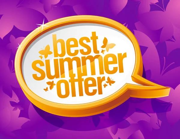 Mejor verano oferta discurso burbuja vector banner — Vector de stock