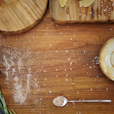 Otantik ahşap kare mutfak arka plan