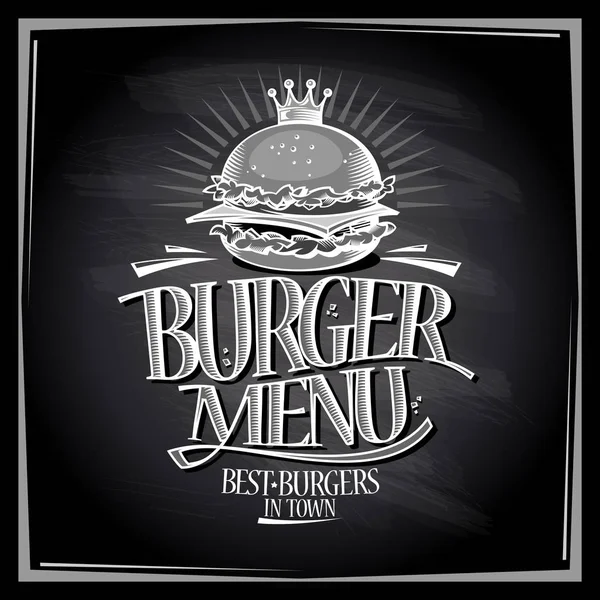 Menu burger design tableau noir — Image vectorielle