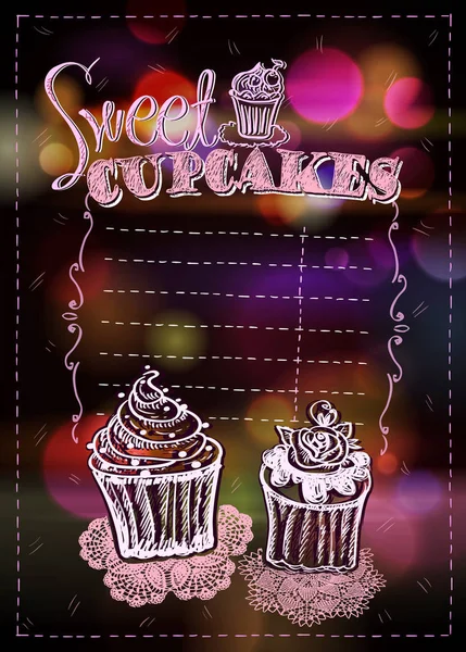 Diseño de la lista de menús de cupcakes — Vector de stock