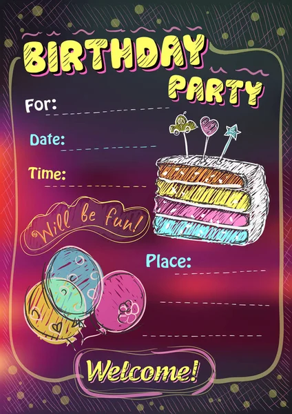 Invitation de fête d'anniversaire, espace de copie — Image vectorielle