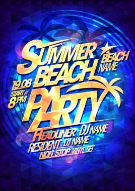 Plaj yaz parti vektör poster tasarımı