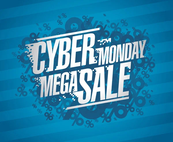 Cyber lunes mega venta cartel — Vector de stock