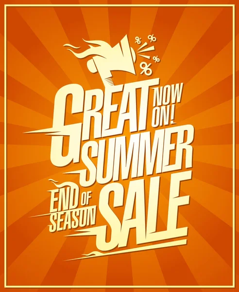 Gran venta de verano ahora, fin de temporada descuentos — Archivo Imágenes Vectoriales