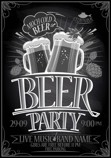 Μαυροπίνακας μπύρα κόμμα αφίσα — Διανυσματικό Αρχείο
